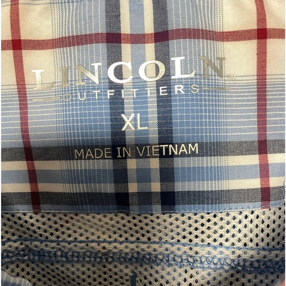 Lincoln Outfitters Blue Plaid Button Down Long Sleeve Shirt Mens XL - Picture 4 of 10